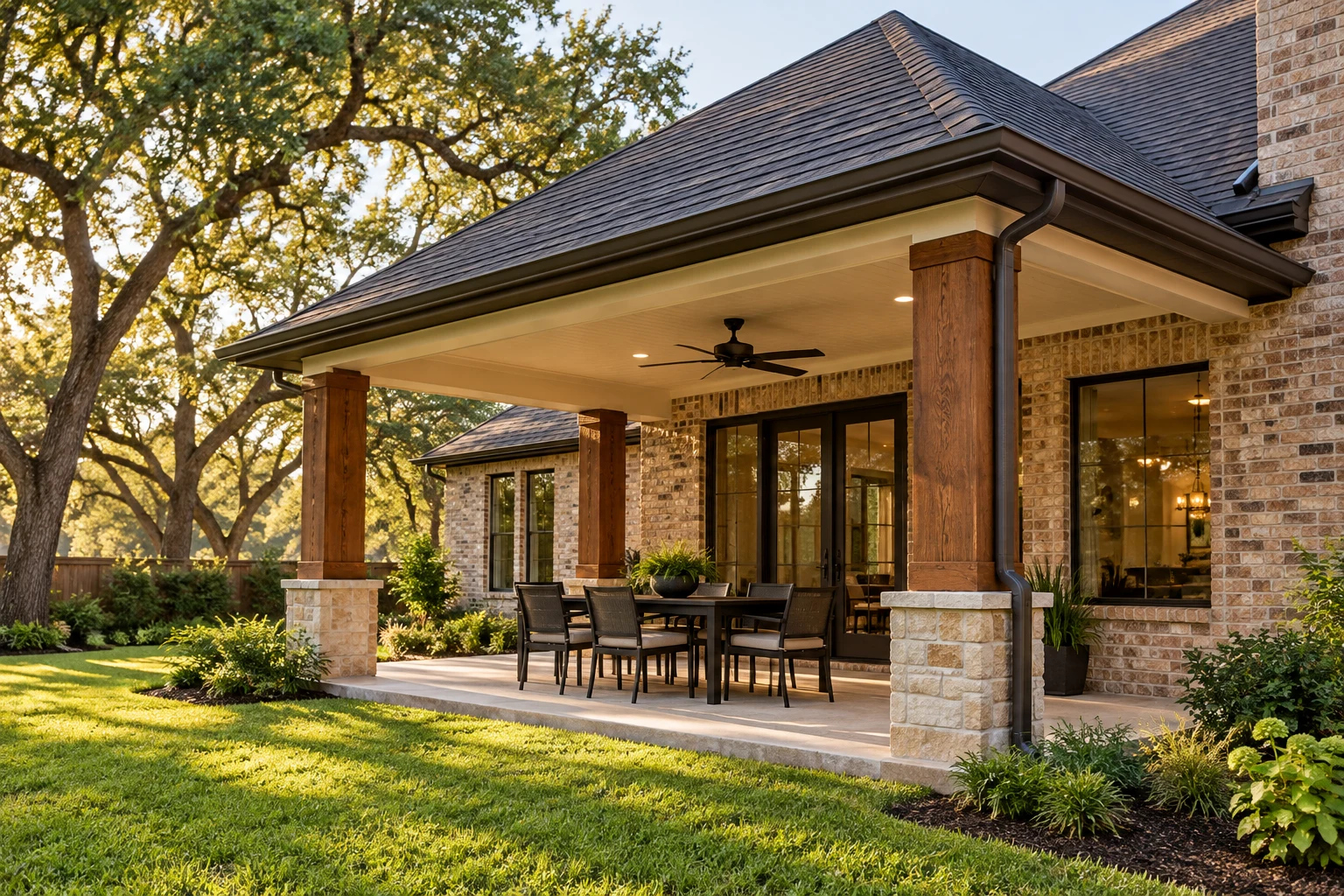 Illustrative timber covered backyard patio